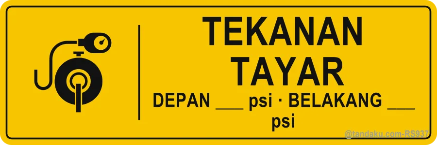 TYRE PRESSURE — Bahasa Malaysia