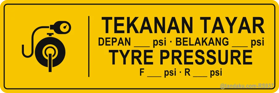 Tyre Pressure Label