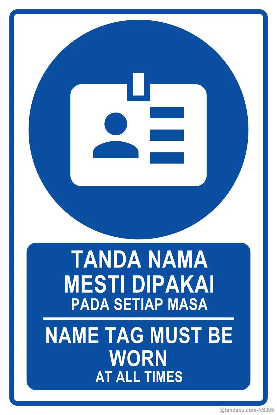NAME TAG MUST BE WORN — BM + EN